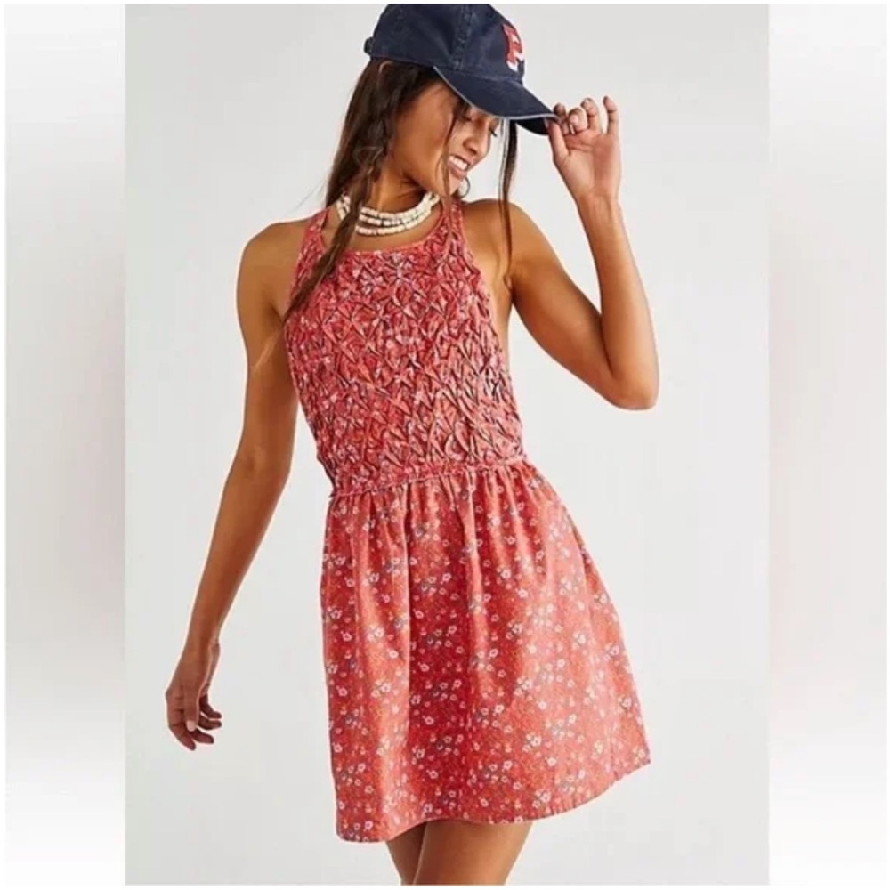 NWT Free People Red Floral Mini Dress